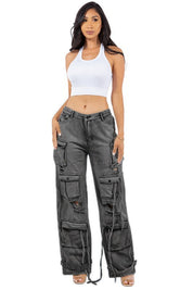 Women's Oversized Cargo Style Denim Pants