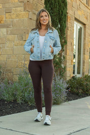 Women's Brown Full Length Leggings with Pockets