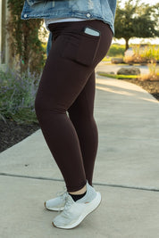 Women's Brown Full Length Leggings with Pockets