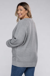 Plus Size Oversized Waffle Open Cardigan Sweater