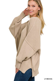 Women's Cozy Oversized Sweater with Side Slit