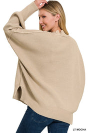 Women's Cozy Oversized Sweater with Side Slit