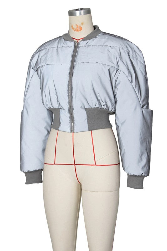 Women's Reflective Long Sleeve Puffer Jacket