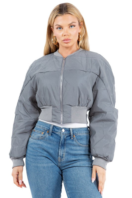 Women's Reflective Long Sleeve Puffer Jacket