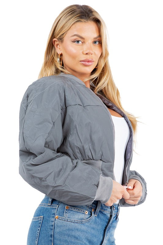 Women's Reflective Long Sleeve Puffer Jacket