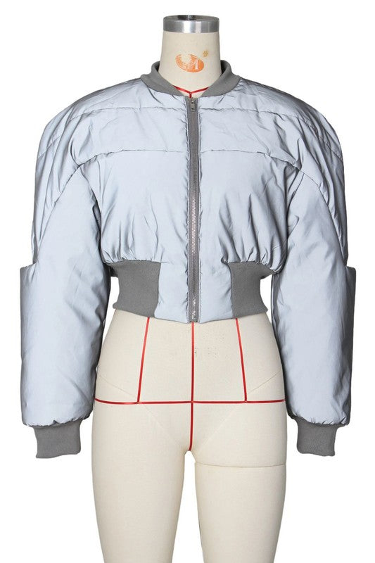 Women's Reflective Long Sleeve Puffer Jacket