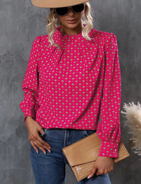 Women's Long Sleeve Mock Neck Blouse