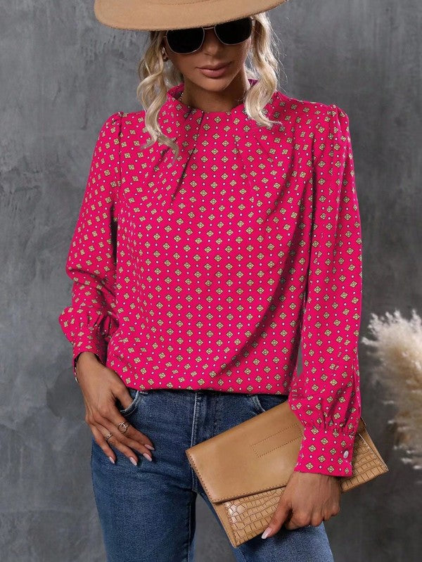 Women's Long Sleeve Mock Neck Blouse