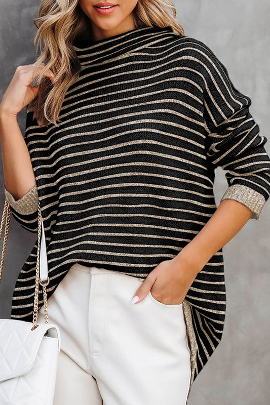 Women's Oversized Ribbed Knit Poncho Sweater