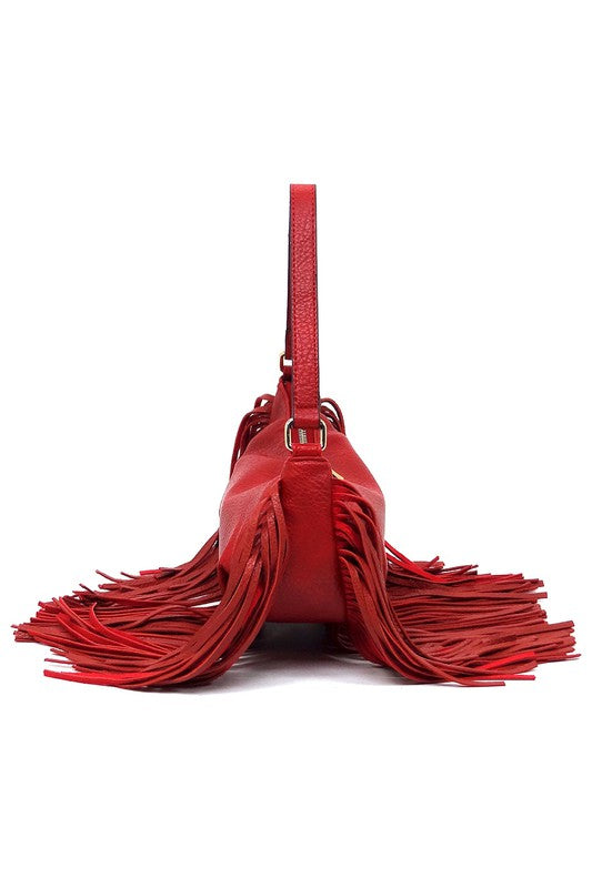 Women's Faux Leather Fringe Hobo Shoulder Bag