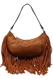 Women's Faux Leather Fringe Hobo Shoulder Bag