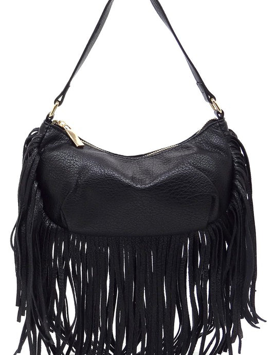 Women's Faux Leather Fringe Hobo Shoulder Bag