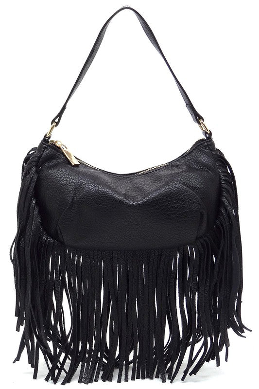 Women's Faux Leather Fringe Hobo Shoulder Bag