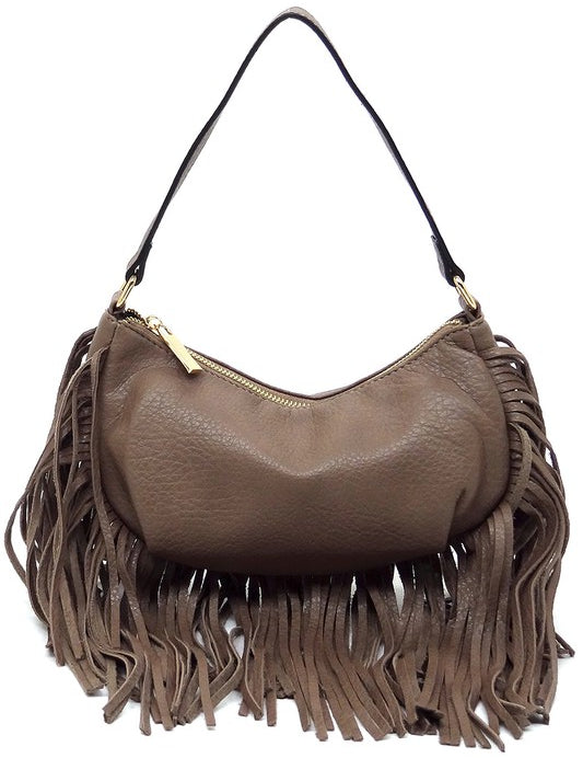 Women's Faux Leather Fringe Hobo Shoulder Bag