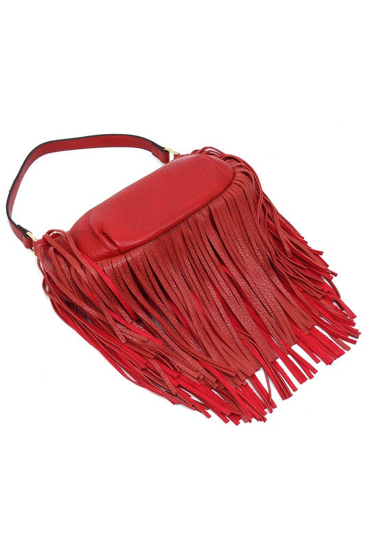 Women's Faux Leather Fringe Hobo Shoulder Bag