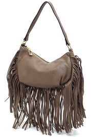 Women's Faux Leather Fringe Hobo Shoulder Bag