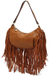 Women's Faux Leather Fringe Hobo Shoulder Bag