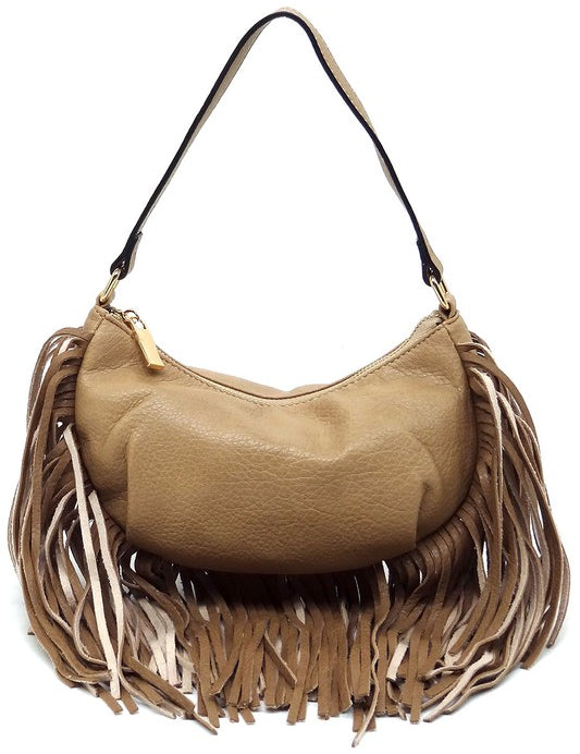 Women's Faux Leather Fringe Hobo Shoulder Bag