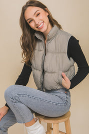 Women's Casual High Neck Puffer Vest