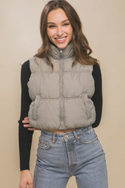 Women's Casual High Neck Puffer Vest