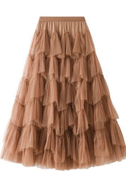 Women's Tiered Chiffon Midi Skirt