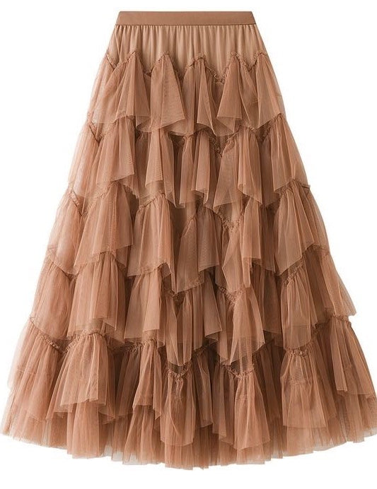 Women's Tiered Chiffon Midi Skirt