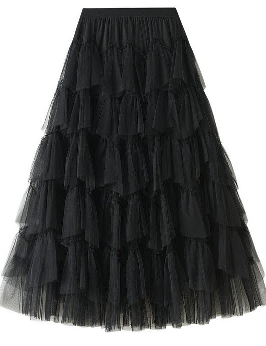 Women's Tiered Chiffon Midi Skirt