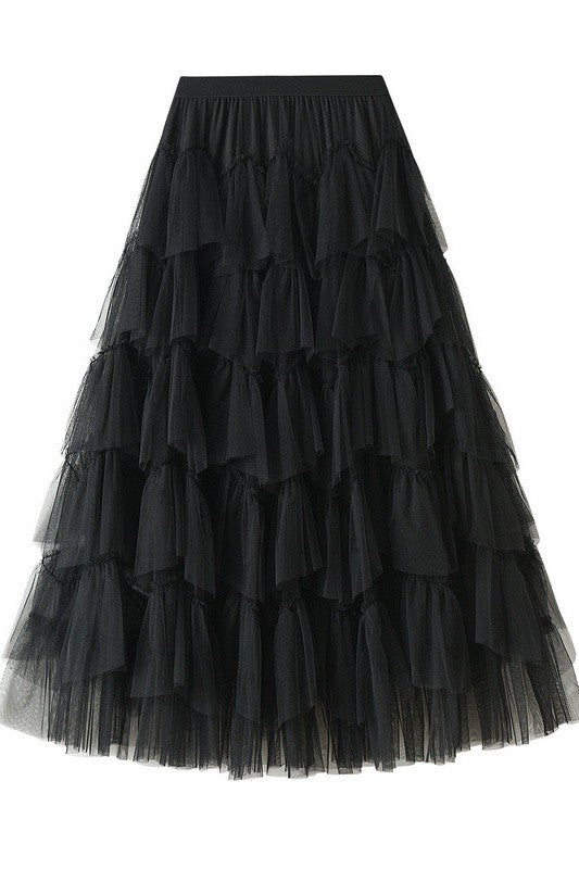 Women's Tiered Chiffon Midi Skirt