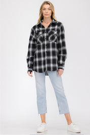 Women's Boyfriend Fit Checker Plaid Flannel Shirt