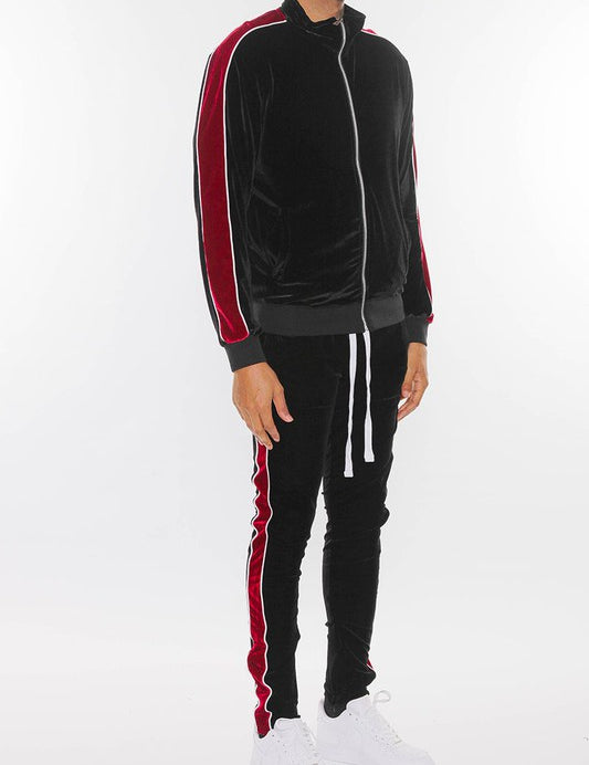 MENS VELOUR TRACK JACKET AND TRACK PANT SET