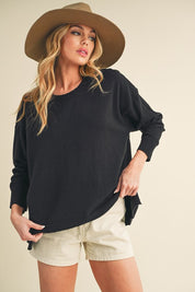 Women's Slouchy Knit Sweater with Crew Neckline