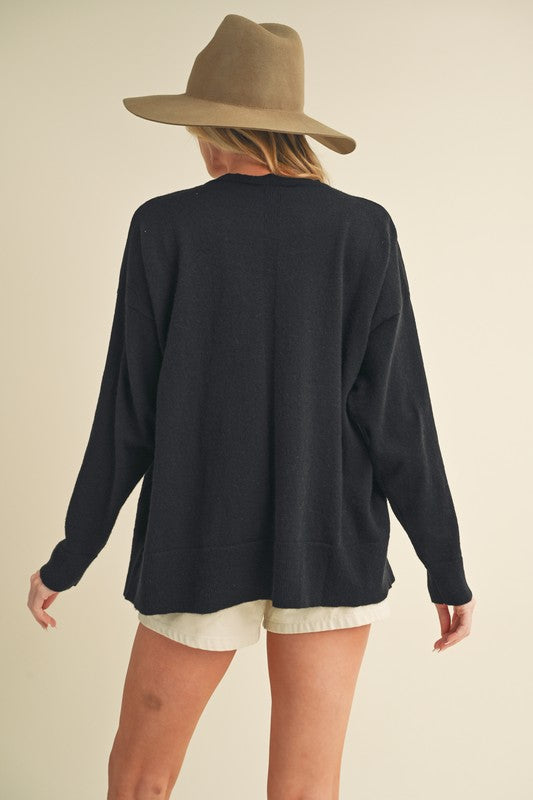 Women's Slouchy Knit Sweater with Crew Neckline