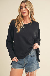 Women's Slouchy Knit Sweater with Crew Neckline