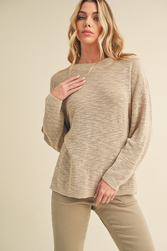 Women's Oversized Knit Sweater with Scoop Neck