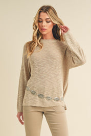 Women's Oversized Knit Sweater with Scoop Neck