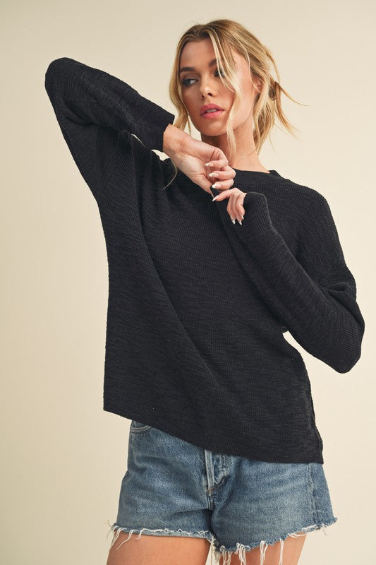 Women's Oversized Knit Sweater with Scoop Neck