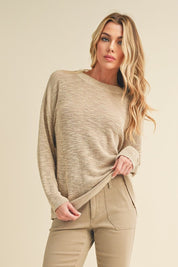 Women's Oversized Knit Sweater with Scoop Neck