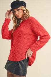 Women's Oversized Knit Sweater with Scoop Neck