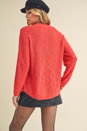 Women's Oversized Knit Sweater with Scoop Neck