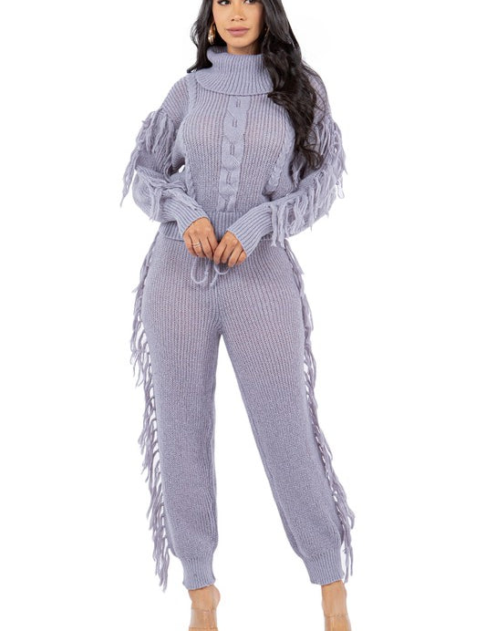 Women's Long Sleeve Sweater Top and Pants Set