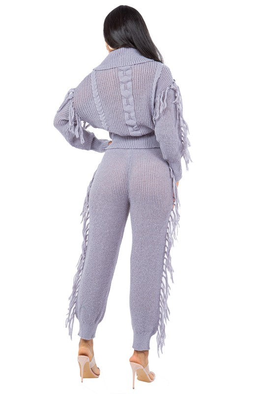 Women's Casual Long Sleeve Sweater Pants Set