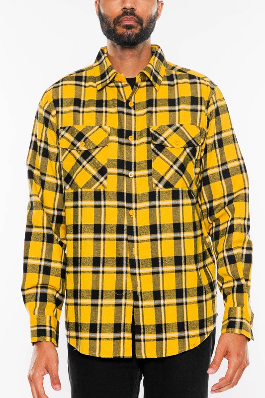 Men's Regular Fit Full Plaid Checkered Flannel Shirt