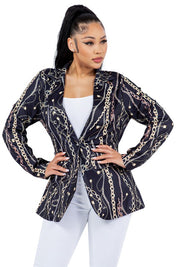 Women's Single-Breasted Blazer with Peaked Lapel