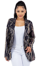 Women's Single-Breasted Blazer with Peaked Lapel