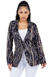 Women's Single-Breasted Blazer with Peaked Lapel