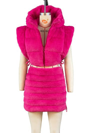 Women's Cute Cropped Faux Fur Teddy Vest