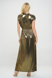 Made in USA Sleeveless Metallic Maxi Dress