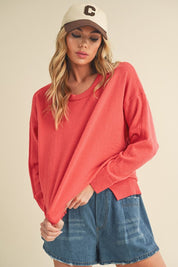 Women's Slouchy Knit Sweater with Crew Neckline