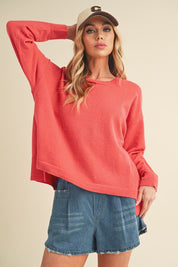 Women's Slouchy Knit Sweater with Crew Neckline