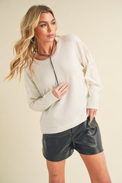 Women's Slouchy Knit Sweater with Crew Neckline